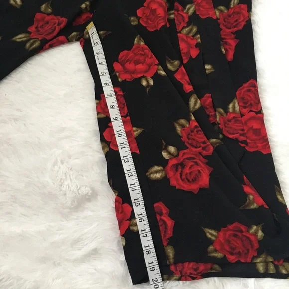 City Chic Jumpsuit Red Rose Black Plus Size 14 wide leg pockets